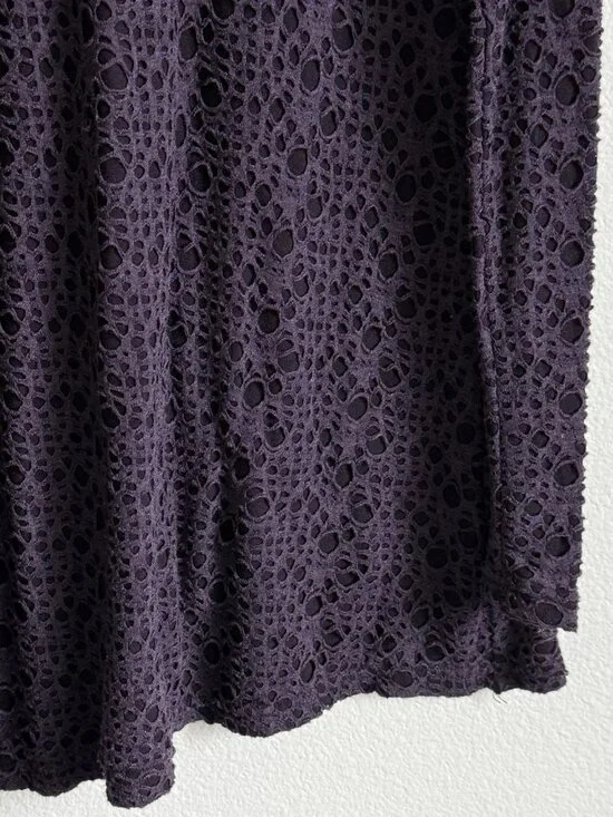 Cut Loose Purple Textured Holes Knit Asymmetrical Tunic Top Lagenlook Made USA M - Picture 4 of 8